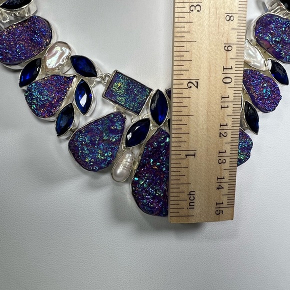 Titanium Druzy 925 Large Gemstone Necklace - Picture 4 of 8